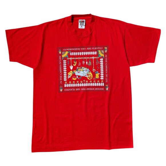 90s Vintage Garden Poem T-shirt Single Stitch Text graphic poem kitsch cottage. - Picture 1 of 6